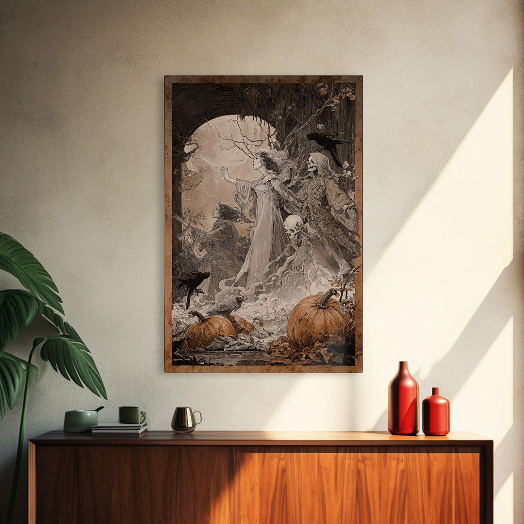 The First Frost Awakening, Decadent Gothic Art, Vertical Wall Art, Gothic Horror Wall Art, Framed Canvas Print, Halloween Wall Art