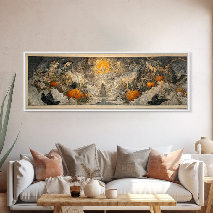 The First Frost Awakening, Expressionist Nightmare Art, Extra Wide Wall Art, Dark Fantasy Wall Art, Canvas Print, Halloween Wall Art