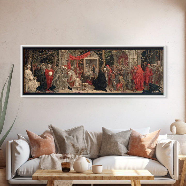 The Cursed Mirror, Dark Renaissance Art, Extra Wide Wall Art, Macabre Wall Art, Canvas Print, Halloween Wall Art, Horror Wall Art