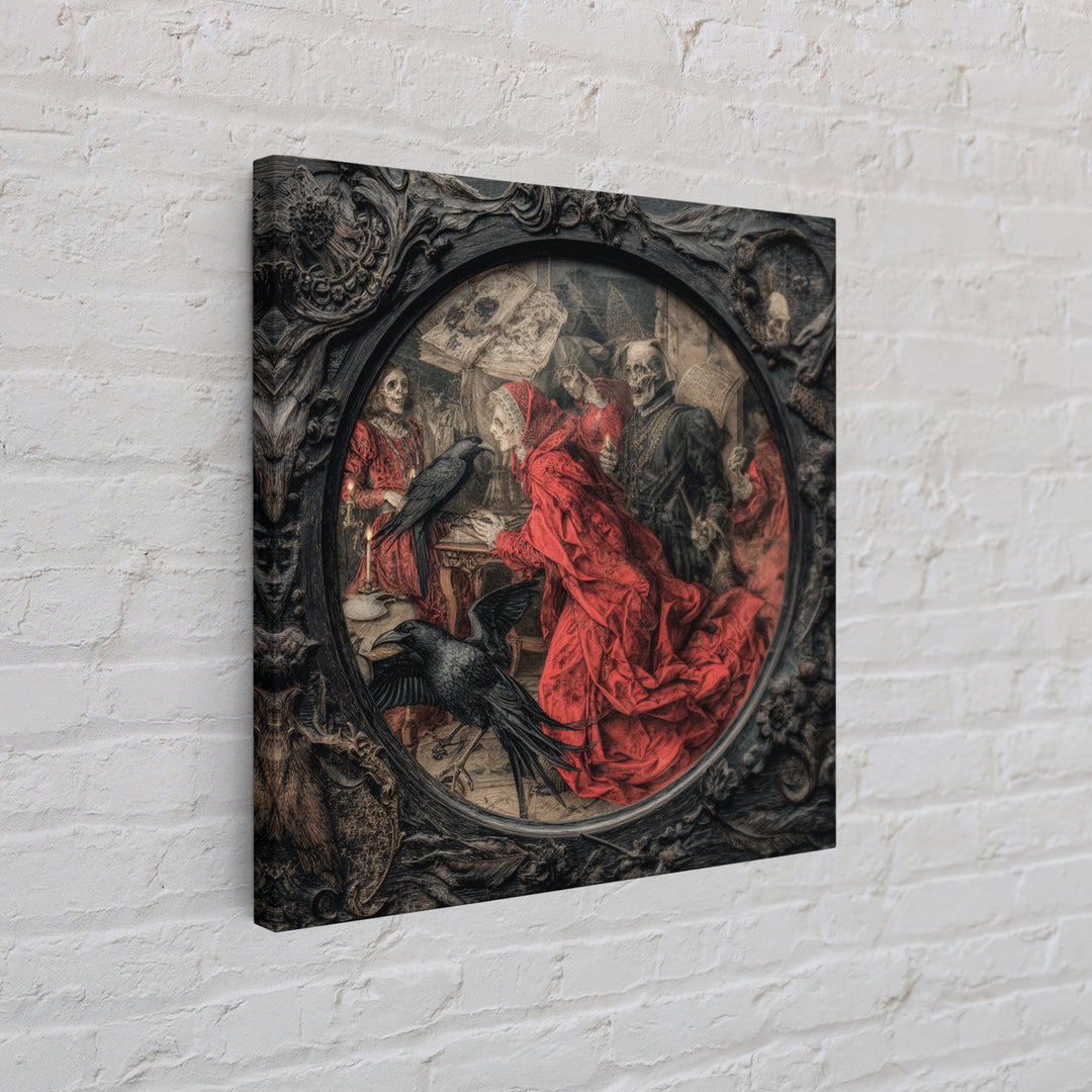 The Cursed Mirror, Danse Macabre Art, Square Wall Art, Macabre Wall Art, Canvas Print, Halloween Wall Art