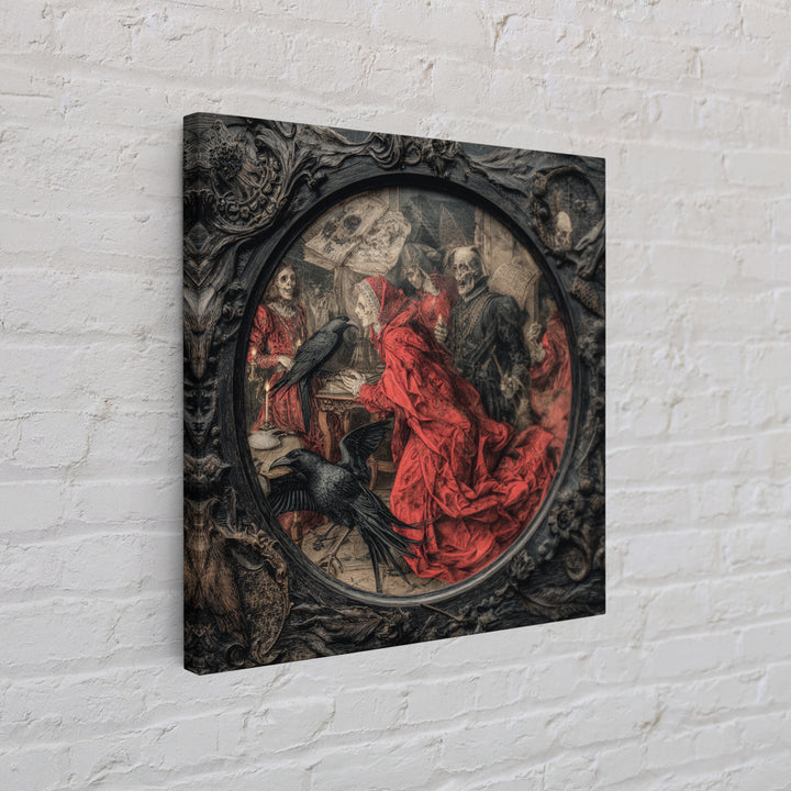 The Cursed Mirror, Danse Macabre Art, Square Wall Art, Macabre Wall Art, Canvas Print, Halloween Wall Art