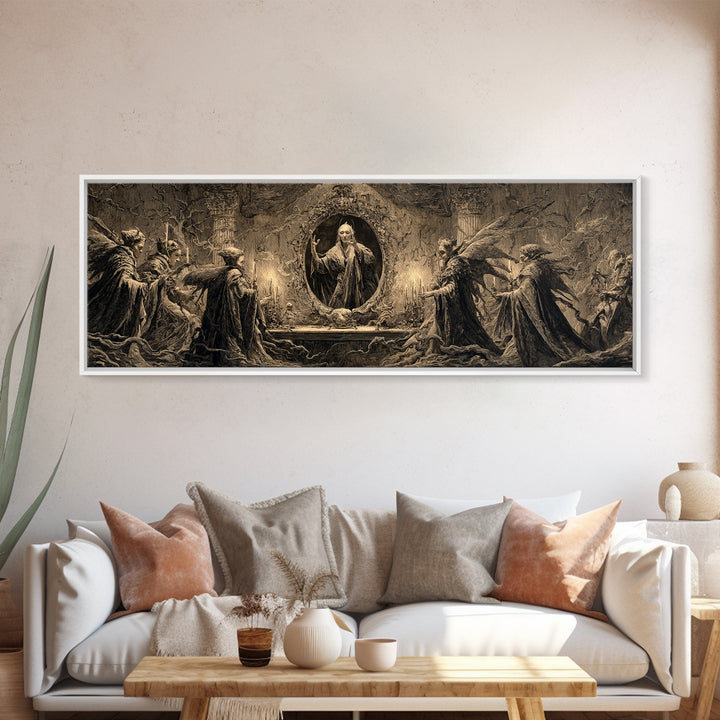 The Cursed Mirror, Visionary Gothic Art, Extra Wide Wall Art, Macabre Wall Art, Canvas Print, Halloween Wall Art, Gothic Home Decor