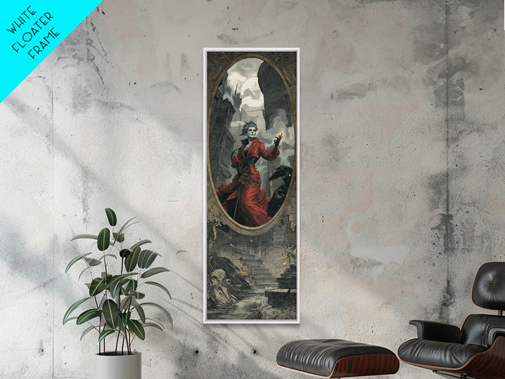The Cursed Mirror, Architectural Etching Art, Tall Narrow Wall Art, Dark Fantasy Wall Art, Canvas Print, Halloween Wall Art