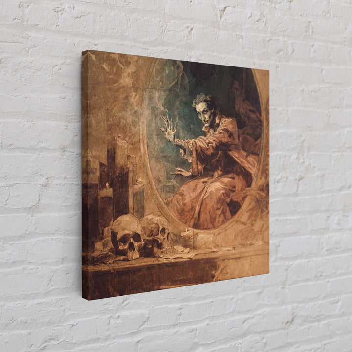 The Cursed Mirror, Decadent Gothic Art, Square Wall Art, Macabre Wall Art, Canvas Print, Halloween Wall Art, Halloween Decor