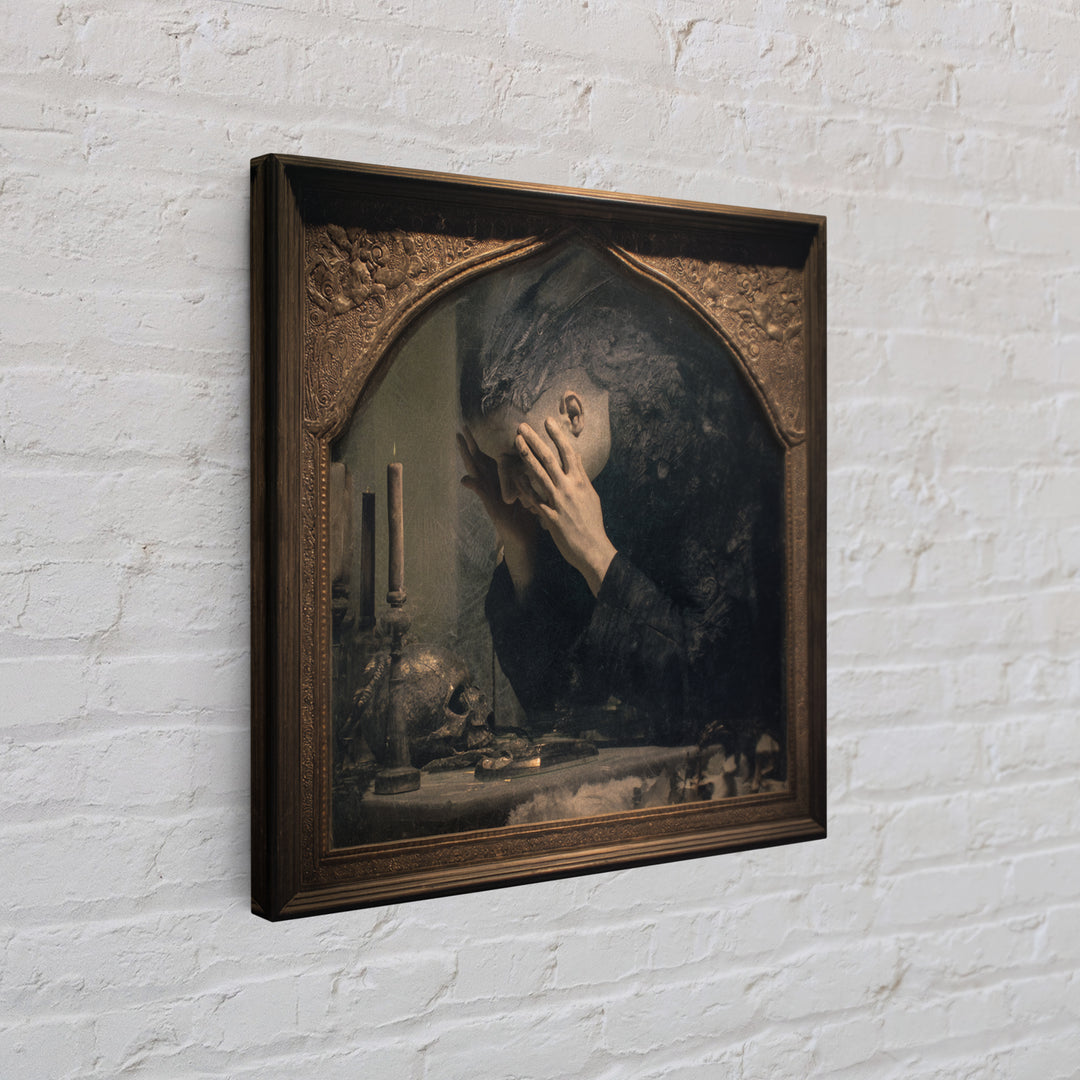 The Cursed Mirror, Dark Symbolist Art, Square Wall Art, Macabre Wall Art, Canvas Print, Halloween Wall Art, Collectible Wall Decor