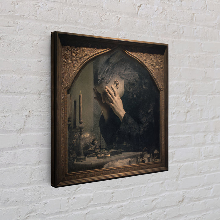 The Cursed Mirror, Dark Symbolist Art, Square Wall Art, Macabre Wall Art, Canvas Print, Halloween Wall Art, Collectible Wall Decor