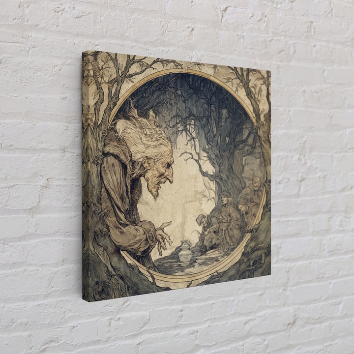 The Cursed Mirror, Gothic Storybook Art, Square Wall Art, Dark Fantasy Wall Art, Framed Canvas Print, Halloween Wall Art