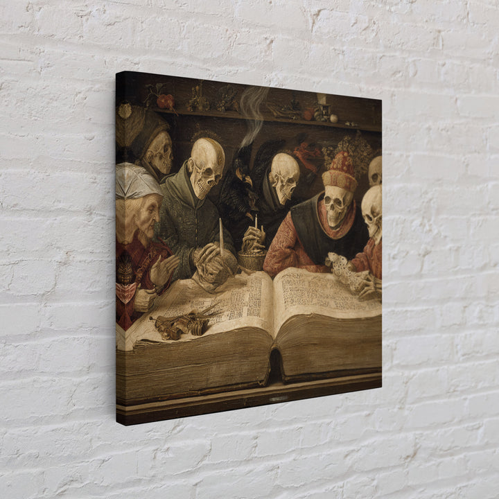 The Living Spellbook, Danse Macabre Art, Square Wall Art, Gothic Horror Wall Art, Framed Canvas Print, Halloween Decor