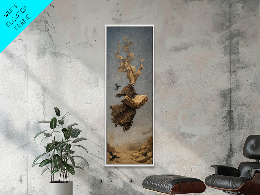 The Living Spellbook, Surreal Apocalyptic Art, Tall Narrow Wall Art, Gothic Horror Wall Art, Canvas Print, Halloween Wall Art