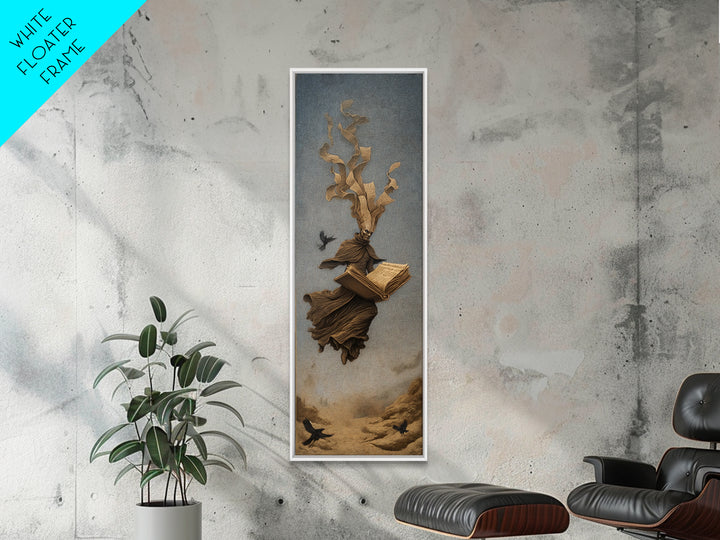 The Living Spellbook, Surreal Apocalyptic Art, Tall Narrow Wall Art, Gothic Horror Wall Art, Canvas Print, Halloween Wall Art