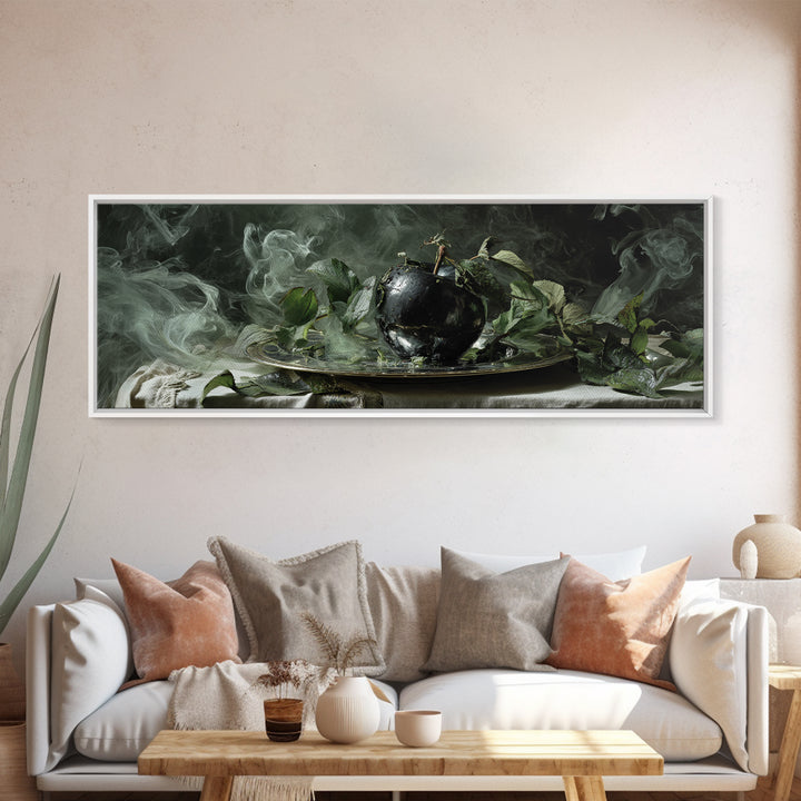 The Poisoned Apple, Dark Renaissance Art, Extra Wide Wall Art, Dark Halloween Decor, Framed Canvas Print, Halloween Wall Art