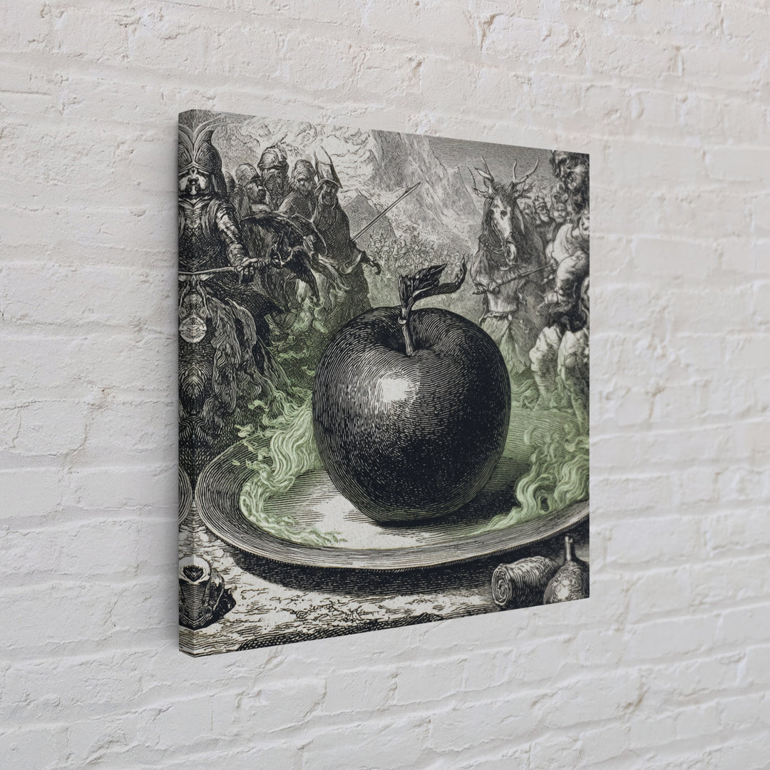 The Poisoned Apple, Renaissance Engraving Art, Square Wall Art, Dark Fantasy Wall Art, Canvas Print, Halloween Wall Art, Gothic Home Decor