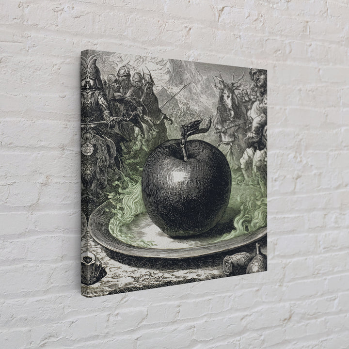 The Poisoned Apple, Renaissance Engraving Art, Square Wall Art, Dark Fantasy Wall Art, Canvas Print, Halloween Wall Art, Gothic Home Decor