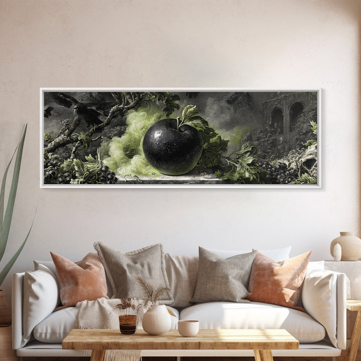 The Poisoned Apple, Dark Romantic Horror Art, Extra Wide Wall Art, Dark Halloween Decor, Canvas Print, Halloween Wall Art