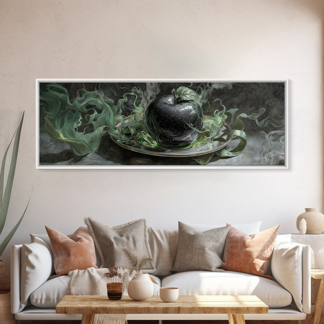 The Poisoned Apple, Visionary Gothic Art, Extra Wide Wall Art, Gothic Horror Wall Art, Framed Canvas Print, Halloween Wall Art