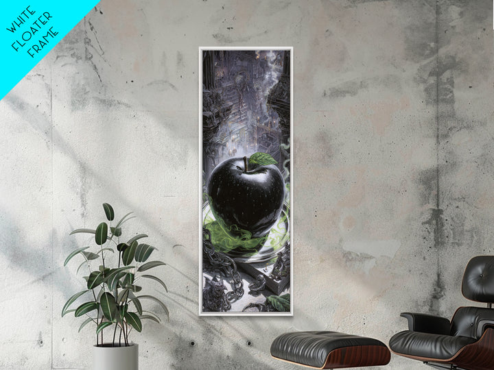 The Poisoned Apple, Architectural Etching Art, Tall Narrow Wall Art, Dark Halloween Decor, Framed Canvas Print