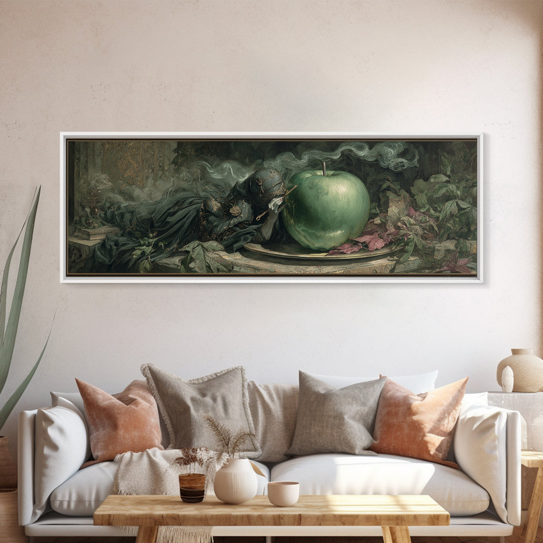 The Poisoned Apple, Ornate Symbolist Art, Extra Wide Wall Art, Dark Fantasy Wall Art, Framed Canvas Print, Halloween Wall Art