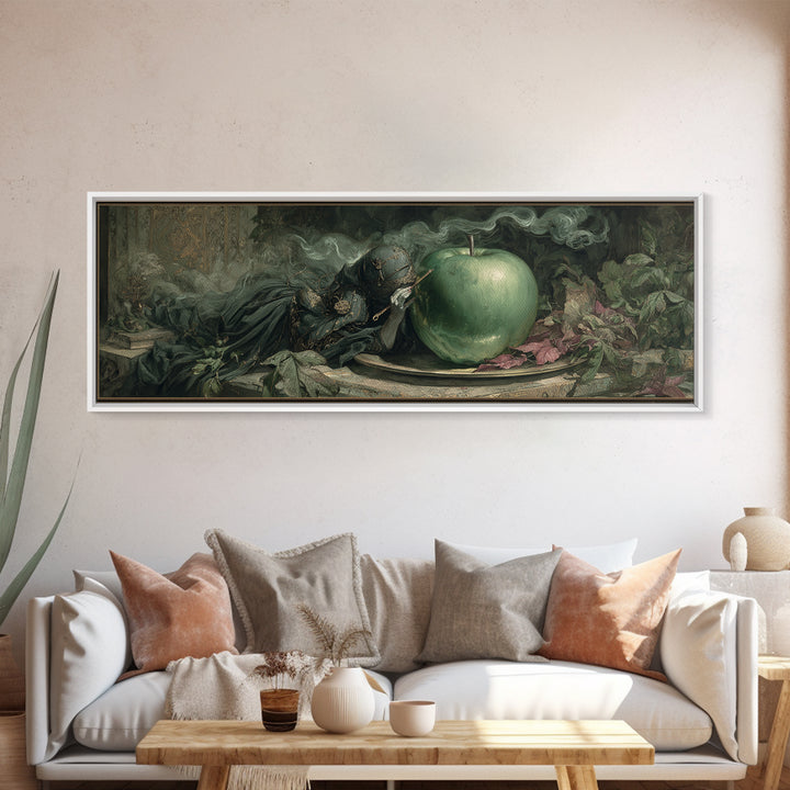 The Poisoned Apple, Ornate Symbolist Art, Extra Wide Wall Art, Dark Fantasy Wall Art, Framed Canvas Print, Halloween Wall Art