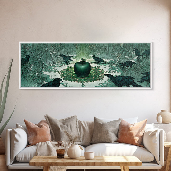 The Poisoned Apple, Symbolist Death Art, Extra Wide Wall Art, Macabre Wall Art, Canvas Print, Halloween Wall Art