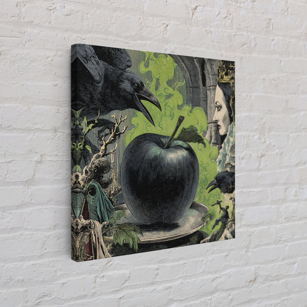 The Poisoned Apple, Symbolist Etching Art, Square Wall Art, Dark Fantasy Wall Art, Canvas Print, Halloween Wall Art, Gothic Home Decor