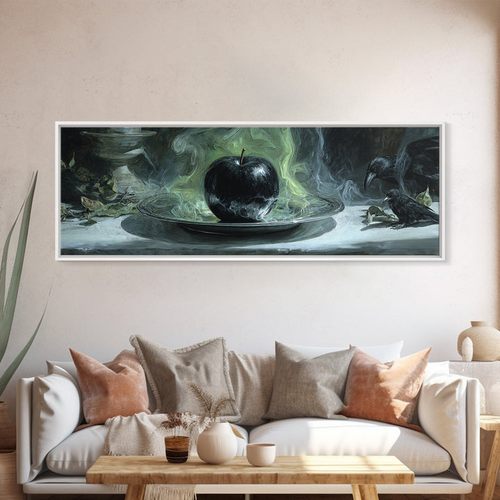 The Poisoned Apple, Expressionist Gothic Art, Extra Wide Wall Art, Dark Halloween Decor, Framed Canvas Print, Halloween Wall Art