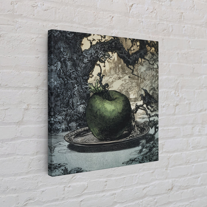 The Poisoned Apple, Gothic Storybook Art, Square Wall Art, Macabre Wall Art, Framed Canvas Print, Halloween Wall Art