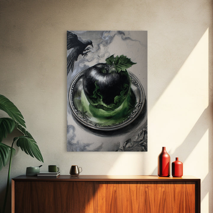 The Poisoned Apple, Victorian Macabre Art, Vertical Wall Art, Dark Halloween Decor, Framed Canvas Print, Halloween Wall Art