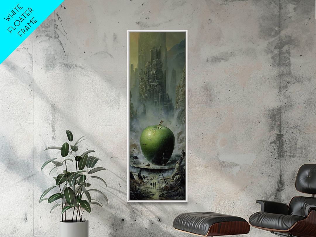 The Poisoned Apple, Surreal Apocalyptic Art, Tall Narrow Wall Art, Dark Halloween Decor, Canvas Print, Halloween Wall Art
