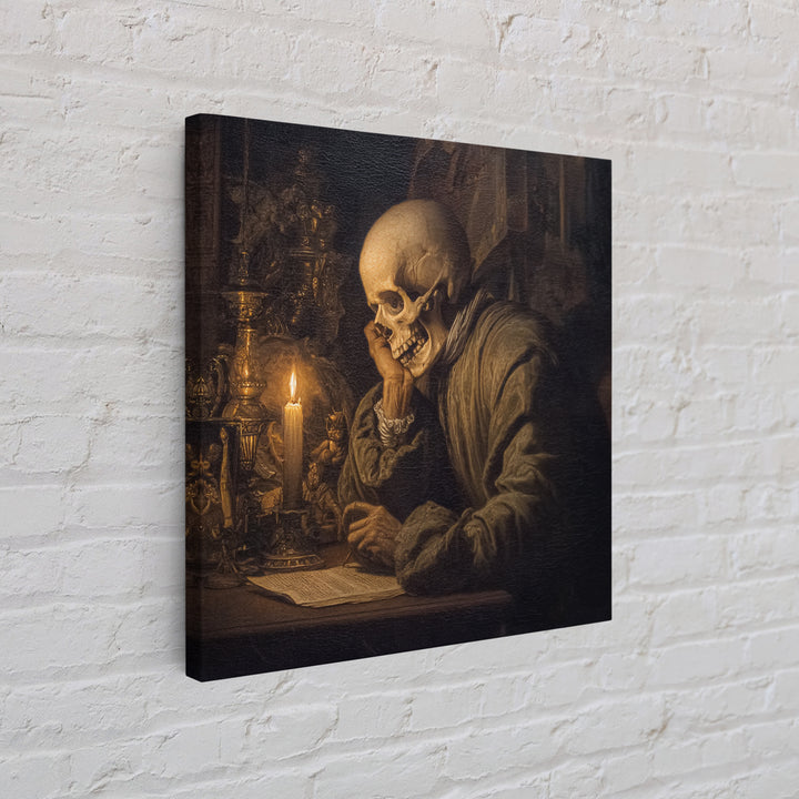 The Talking Skull, Danse Macabre Art, Square Wall Art, Gothic Horror Wall Art, Canvas Print, Halloween Wall Art
