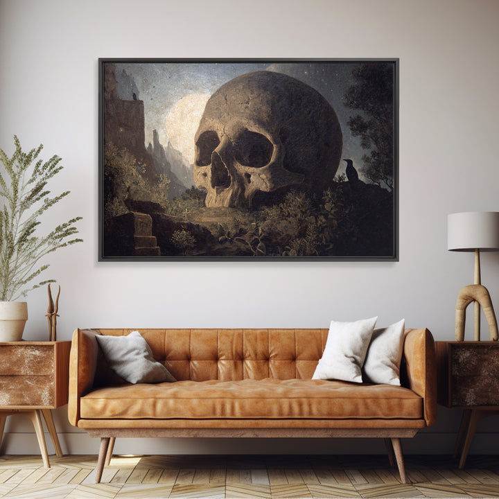 The Talking Skull, Romantic Gothic Landscape, Landscape Wall Art, Macabre Wall Art, Canvas Print, Halloween Wall Art