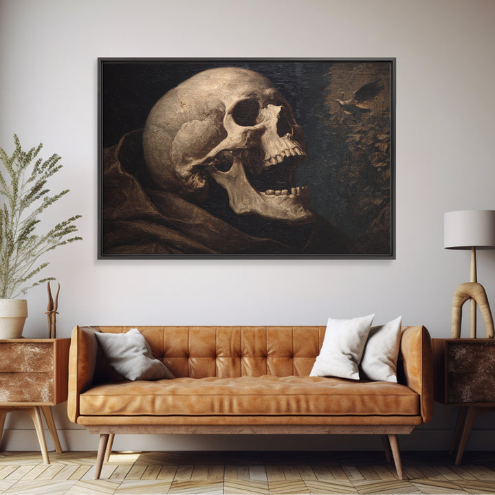 The Talking Skull, Symbolist Gothic Landscape, Landscape Wall Art, Gothic Horror Wall Art, Framed Canvas Print, Halloween Wall Art