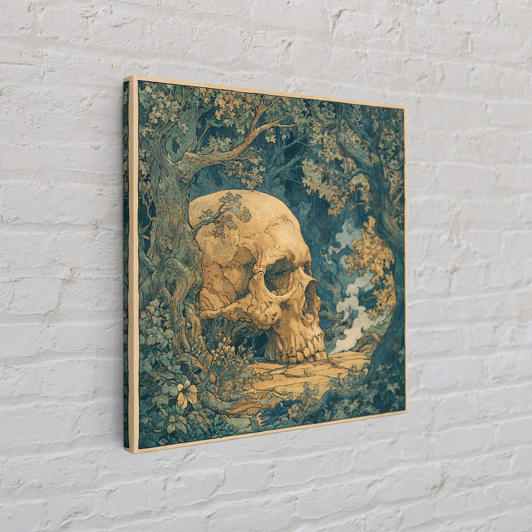 The Talking Skull, Gothic Storybook Art, Square Wall Art, Gothic Horror Wall Art, Framed Canvas Print, Halloween Wall Art