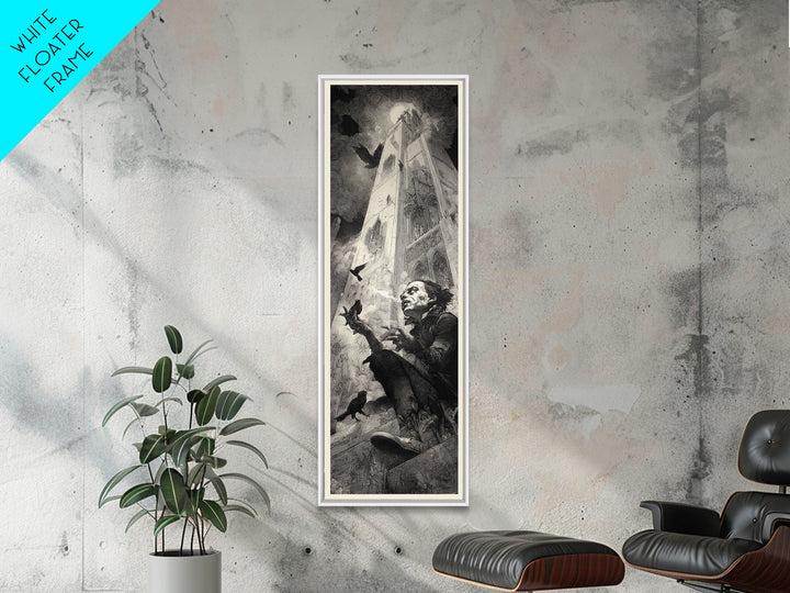 The Cracked Porcelain Mask, Gothic Engraving Art, Tall Narrow Wall Art, Dark Fantasy Wall Art, Canvas Print, Halloween Wall Art