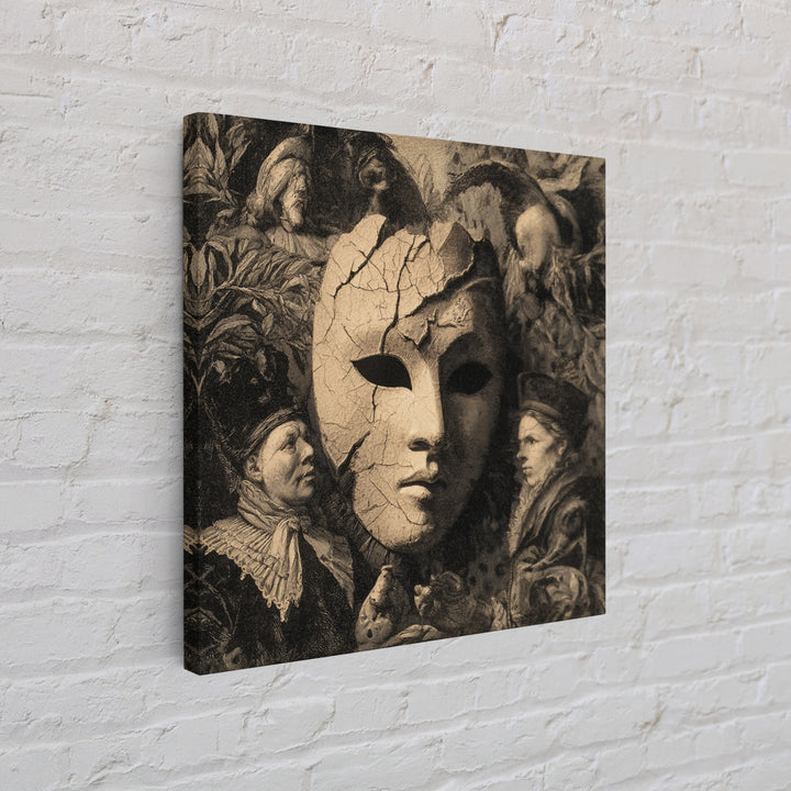 The Cracked Porcelain Mask, Danse Macabre Art, Square Wall Art, Gothic Horror Wall Art, Canvas Print, Halloween Wall Art