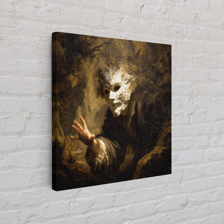The Cracked Porcelain Mask, Baroque Witchcraft Art, Square Wall Art, Macabre Wall Art, Canvas Print, Halloween Wall Art, Halloween Decor