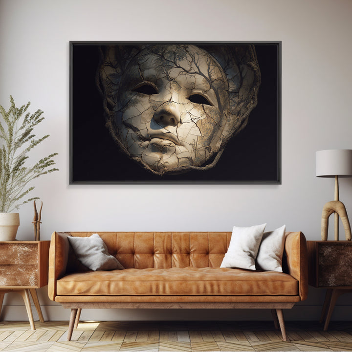 The Cracked Porcelain Mask, Romantic Gothic Landscape, Landscape Wall Art, Dark Halloween Decor, Framed Canvas Print