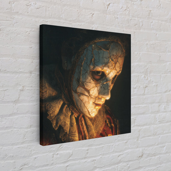 The Cracked Porcelain Mask, Decadent Gothic Art, Square Wall Art, Dark Fantasy Wall Art, Canvas Print, Halloween Wall Art