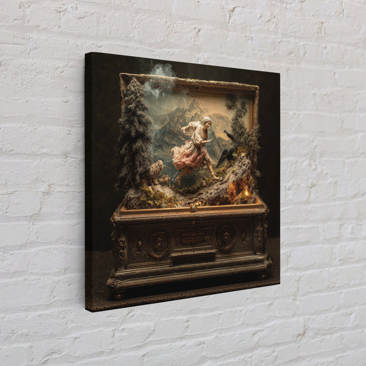 The Haunted Music Box, Baroque Witchcraft Art, Square Wall Art, Dark Halloween Decor, Canvas Print, Halloween Wall Art