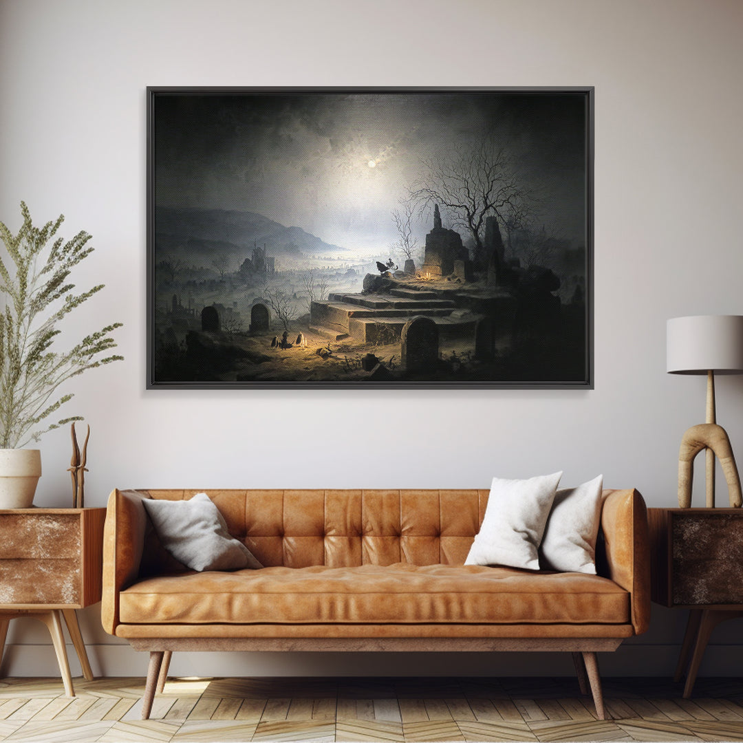 The Haunted Music Box, Romantic Gothic Landscape, Landscape Wall Art, Gothic Horror Wall Art, Framed Canvas Print