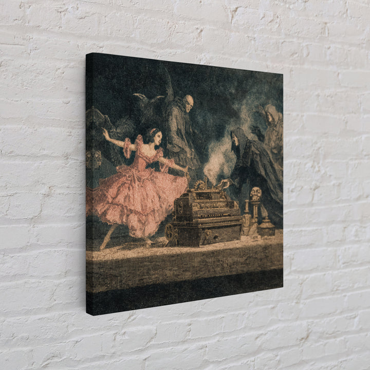 The Haunted Music Box, Symbolist Etching Art, Square Wall Art, Gothic Horror Wall Art, Framed Canvas Print, Halloween Wall Art