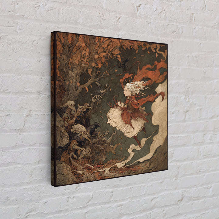The Haunted Music Box, Gothic Storybook Art, Square Wall Art, Dark Fantasy Wall Art, Framed Canvas Print, Halloween Wall Art