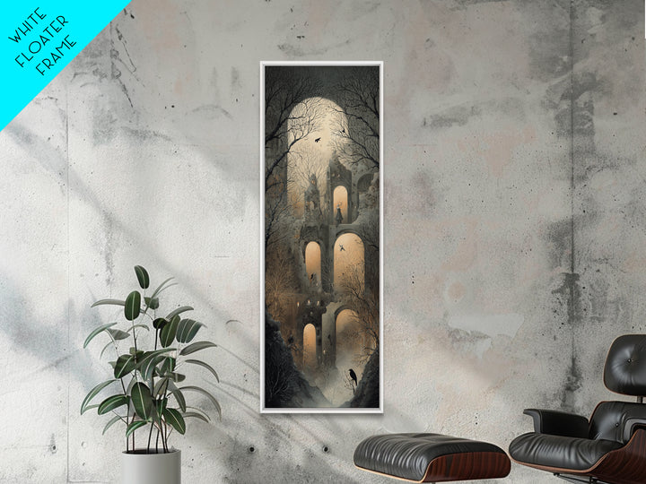 The Haunted Music Box, Surreal Apocalyptic Art, Tall Narrow Wall Art, Macabre Wall Art, Framed Canvas Print, Halloween Wall Art