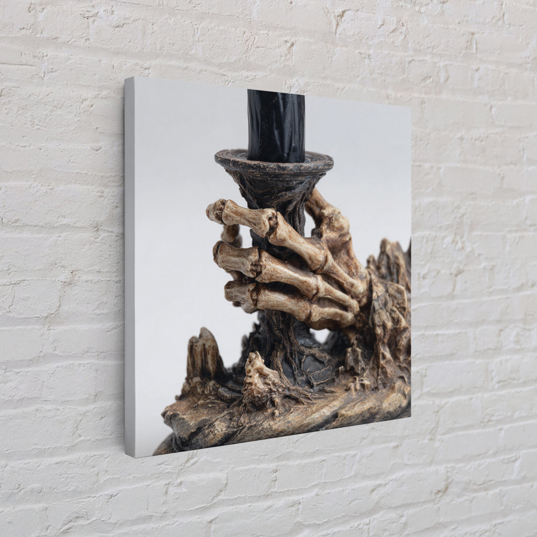 The Skeletal Hand Candleholder, Baroque Witchcraft Art, Square Wall Art, Dark Halloween Decor, Framed Canvas Print, Halloween Wall Art
