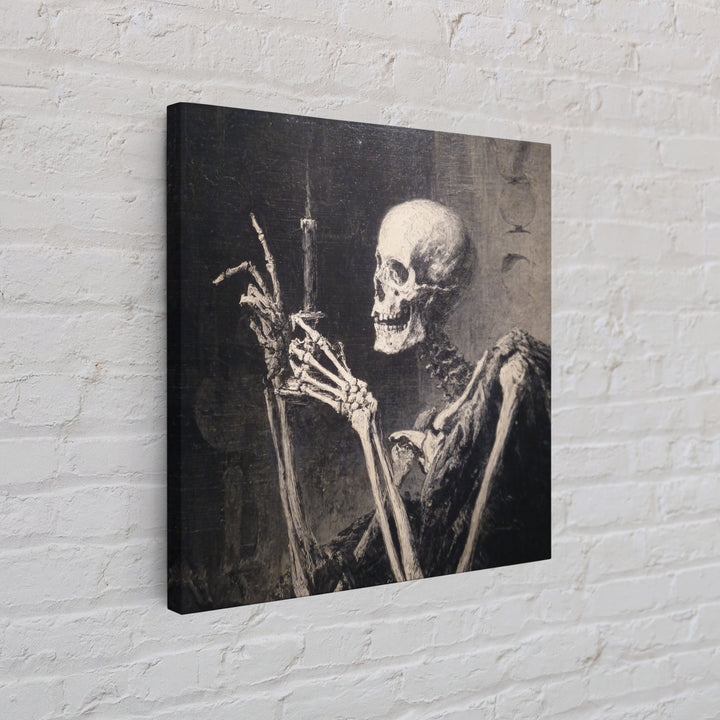 The Skeletal Hand Candleholder, Decadent Gothic Art, Square Wall Art, Gothic Horror Wall Art, Canvas Print, Halloween Wall Art