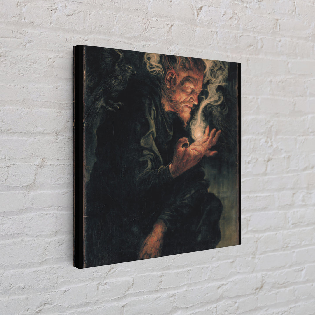 The Black Wax Candle, Dark Renaissance Art, Square Wall Art, Macabre Wall Art, Canvas Print, Halloween Wall Art