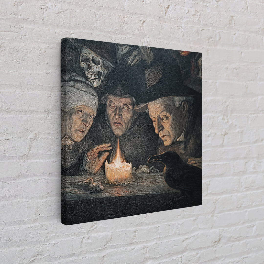 The Black Wax Candle, Danse Macabre Art, Square Wall Art, Dark Halloween Decor, Framed Canvas Print, Halloween Wall Art