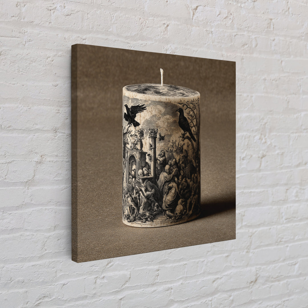 The Black Wax Candle, Gothic Nightmare Art, Square Wall Art, Dark Halloween Decor, Canvas Print, Halloween Wall Art, Spooky Wall Decor
