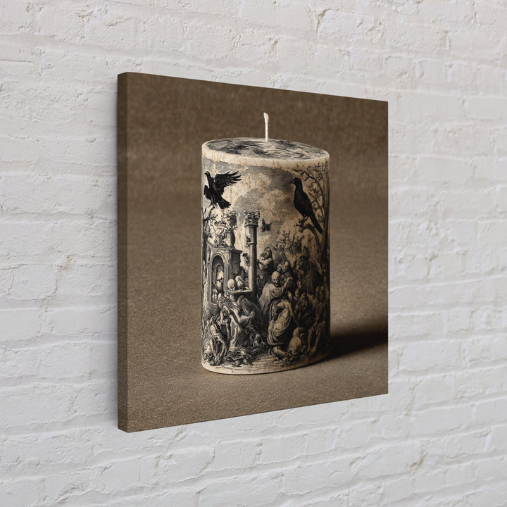 The Black Wax Candle, Gothic Nightmare Art, Square Wall Art, Dark Halloween Decor, Canvas Print, Halloween Wall Art, Spooky Wall Decor