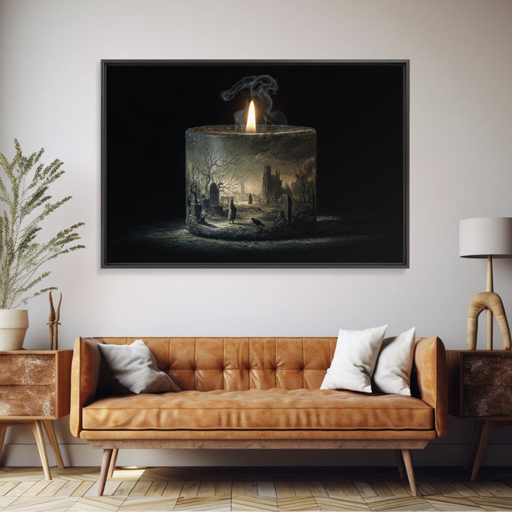 The Black Wax Candle, Romantic Gothic Landscape, Landscape Wall Art, Macabre Wall Art, Canvas Print, Halloween Wall Art