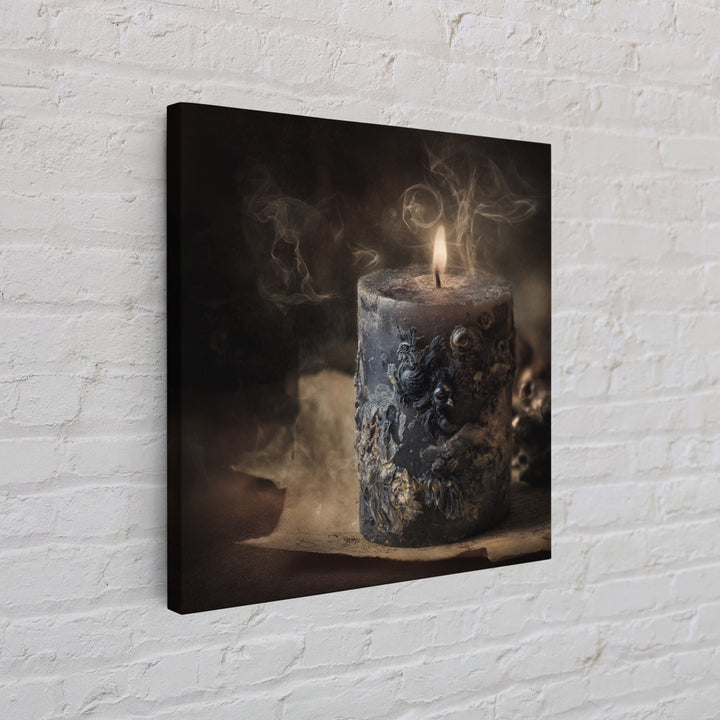 The Black Wax Candle, Symbolist Dream Art, Square Wall Art, Dark Fantasy Wall Art, Canvas Print, Halloween Wall Art, Gothic Home Decor